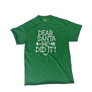 Dear Santa HE Did It - Funny Couples Christmas T Shirt- Unisex size M